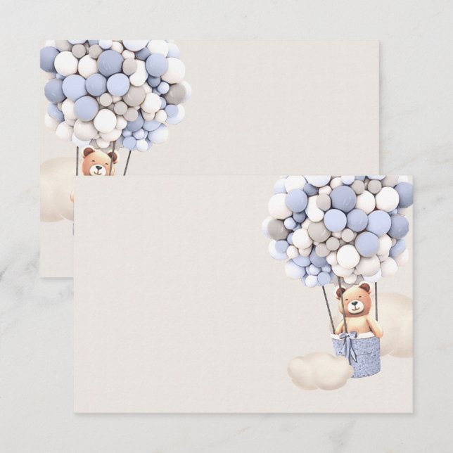 Recepción Tarjeta de envolvente Bear Balloons Blank (Anverso / Reverso)