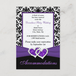 Recepción Tarjeta de envolvente Black White Purple Damask He