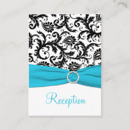 Recepción Tarjeta de envolvente de damasco azul, blanco y ne