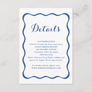 Recepción Tarjeta de envolvente del Boda de marco azul