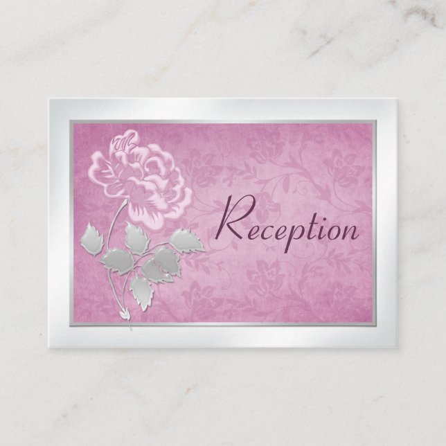 Recepción Tarjeta de envolvente Peony y Plata Rosa (Anverso)