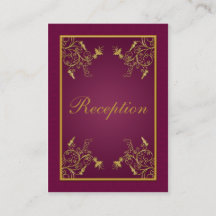 Tarjeta de envolvente Plum Wine and Gold Floral Da