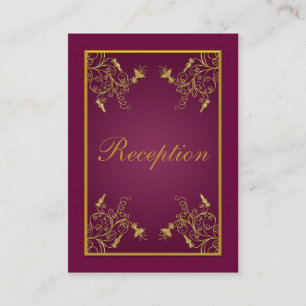 Recepción Tarjeta de envolvente Plum Wine and Gold Floral Da