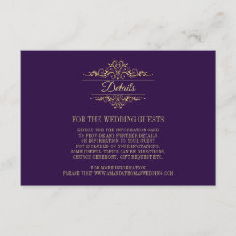 Recepción Tarjeta de envolvente Purple Elegant Golden Frame