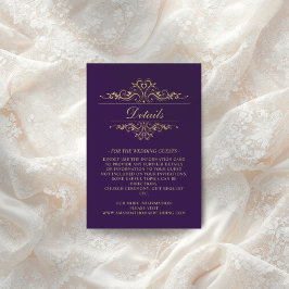 Recepción Tarjeta de envolvente Purple Elegant Golden Frame 