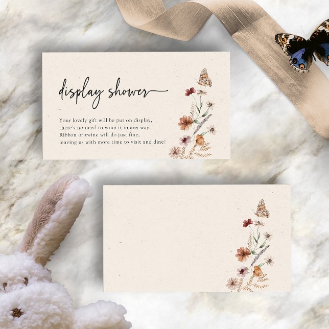 Recepción Tarjeta de exhibición de ducha de estilo boho (Boho Wildflower Display Shower Enclosure Card with Butterfly by Painted Paperie
)