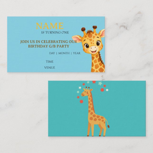 Recepción tarjeta de fiesta de cumpleaños (Anverso / Reverso)