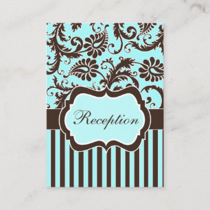 Recepción Tarjeta de gabinete Aqua, Brown, White Floral Dama