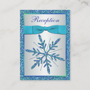 Recepción Tarjeta de gabinete Aqua, Silver, Blue Snowflake