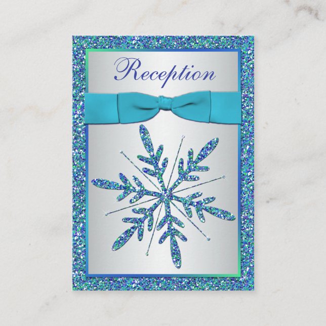 Recepción Tarjeta de gabinete Aqua, Silver, Blue Snowflake (Anverso)