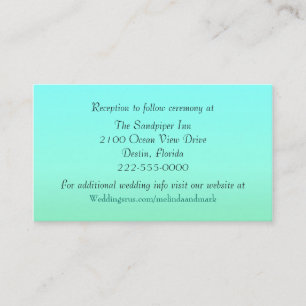 Recepción Tarjeta de gabinete Aquamarine y Mint Green Boda