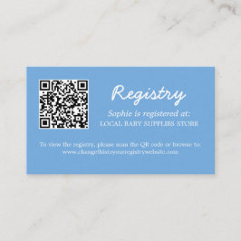 Recepción Tarjeta de gabinete azul de código QR del Registro