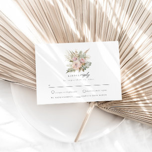 Recepción Tarjeta de gabinete Boho Pampas Dusty Rosa RSVP