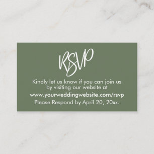 Recepción Tarjeta de gabinete Casual Bold Olive Green RSVP