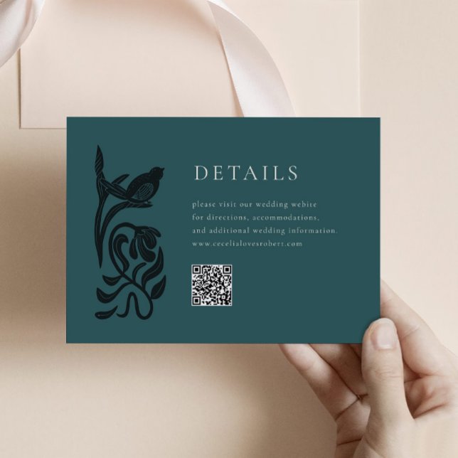 Recepción Tarjeta de gabinete con detalles de Art Decó con Q (Subido por el creador)