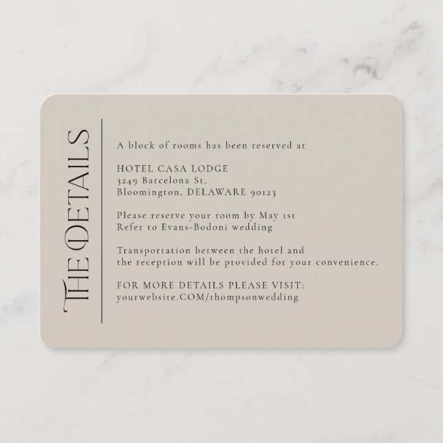 Recepción Tarjeta de gabinete con detalles de marfil Boda mo (Anverso)