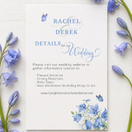 Recepción Tarjeta de gabinete con detalles del Boda Blue Bel