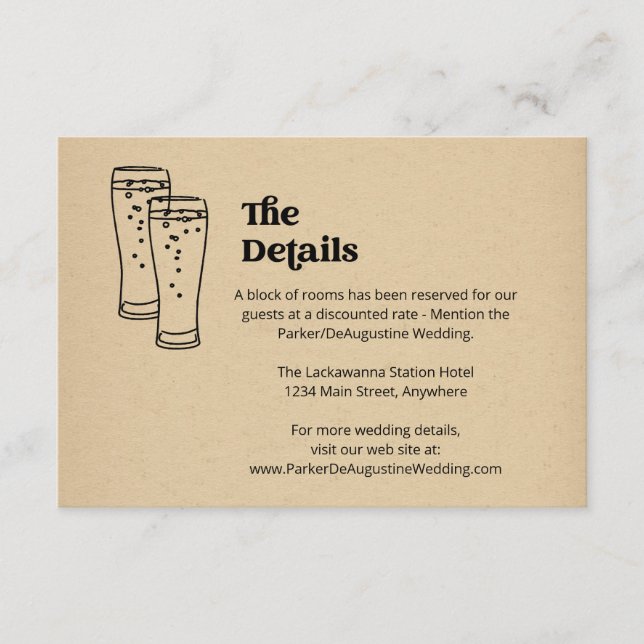 Recepción Tarjeta de gabinete con información sobre Bodas de (Anverso)