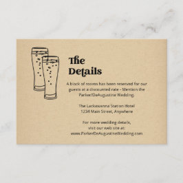 Recepción Tarjeta de gabinete con información sobre Bodas de