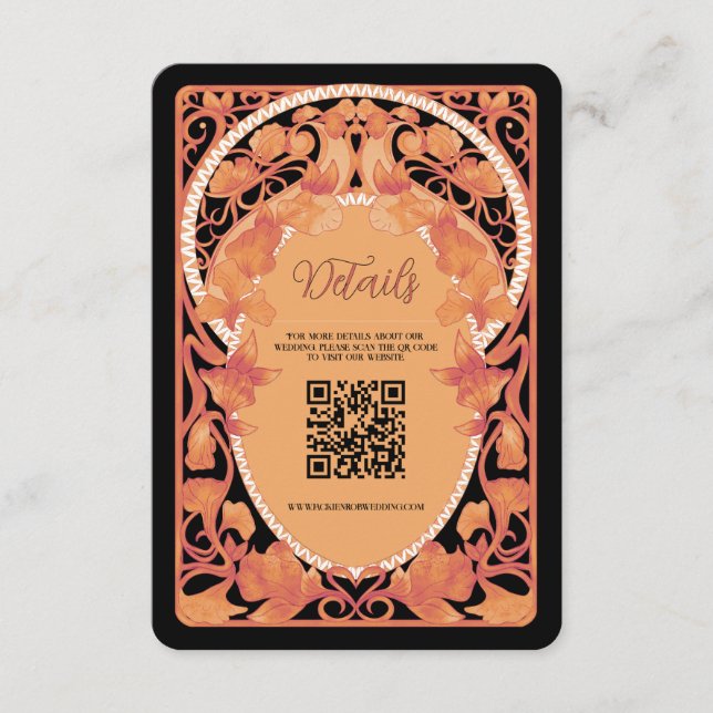 Recepción Tarjeta de gabinete de Boda de código QR de estilo (Anverso)
