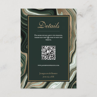 Recepción Tarjeta de gabinete de Boda de código QR de mármol