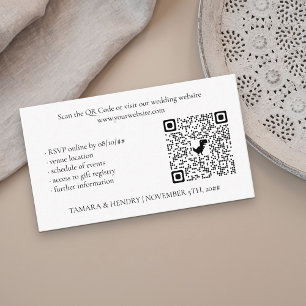Recepción Tarjeta de gabinete de Boda de código QR RSVP en l