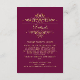 Recepción Tarjeta de gabinete de Boda de marco dorado de Bor