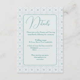 Recepción Tarjeta de gabinete de boda de patrón azul Pastel