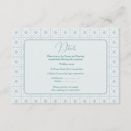 Recepción Tarjeta de gabinete de boda de patrón azul Pastel