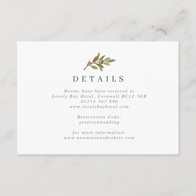 Recepción Tarjeta de gabinete de Boda de sucursal de oliva r (Anverso)