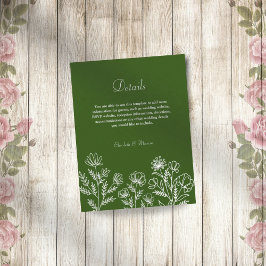 Recepción Tarjeta de gabinete de boda floral simple de color