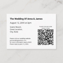 Tarjeta de gabinete de Boda RSVP de código QR mode