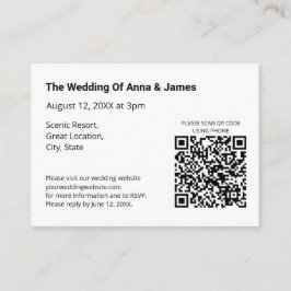 Recepción Tarjeta de gabinete de Boda RSVP de código QR mode