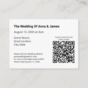 Recepción Tarjeta de gabinete de Boda RSVP de código QR mode