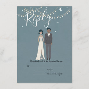 Recepción Tarjeta de gabinete de Boda RSVP de pareja AA ilus