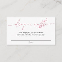 Tarjeta de gabinete de caligrafía rosa Diaper Raff