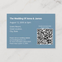 Tarjeta de gabinete de código QR de Boda azul turb