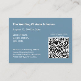 Recepción Tarjeta de gabinete de código QR de Boda azul turb