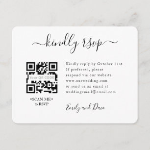 Recepción Tarjeta de gabinete de CÓDIGO QR del Boda RSVP