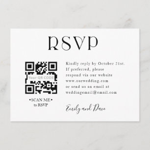 Recepción Tarjeta de gabinete de CÓDIGO QR del Boda RSVP
