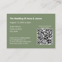 Tarjeta de gabinete de código QR para Boda verde s