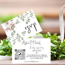 Tarjeta de gabinete de código QR RSVP de boda mini