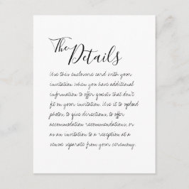 Recepción Tarjeta de gabinete de detalles de Boda manuscrita
