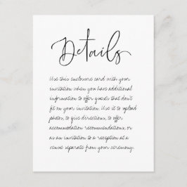 Recepción Tarjeta de gabinete de detalles de Boda manuscrita