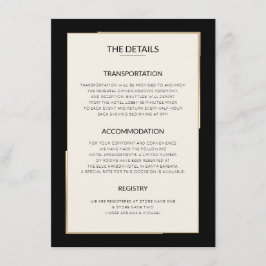 Recepción Tarjeta de gabinete de detalles de Boda negro simp