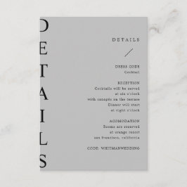 Recepción tarjeta de gabinete de detalles de boda ultramoder