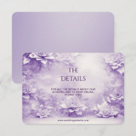 Recepción Tarjeta de gabinete de detalles de flores moradas 