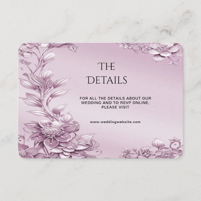 Recepción Tarjeta de gabinete de detalles de follaje floral  (Anverso)