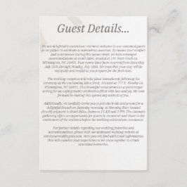 Recepción Tarjeta de gabinete de detalles de invitado de bod