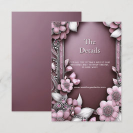 Recepción Tarjeta de gabinete de detalles de marco floral ro